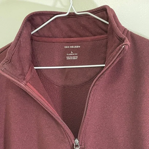 Van Heusen Men's Zip Mock Neck Sweater - Burgundy - Picture 2 of 5